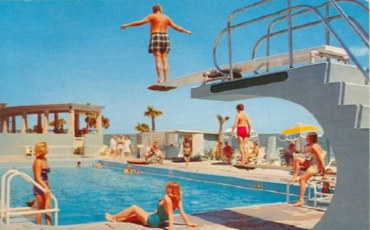 Vieille affiche Piscine extérieure